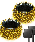 Two Pack 80 Foot 200 LED Solar String Lights Outdoor Waterproof With Eight Modes Auto On Off Warm White for Patio Tree Garden
