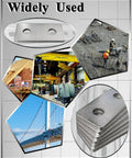 Heavy Duty Stainless Steel 2-Hole Flat Plate Fitting For One And Five Eighths Inch Strut Channel Seven Thirty-Second Inch Thick Three And One Half By One And Five Eighths Inch Fits One Half Inch Bolts Outdoor Solar HVAC Mounting Bracket Six Pack, two-hole plate stacked