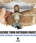 2 Pack Outdoor Hose Bib Fix Kit With Slide In Mounting Plate Easy Quick Install No Plumbing Needed Secure Spigot Stop Leaks Rust Proof Durable Outdoor Faucet Repair Kit For Leaky Faucets shown in use on brick wall