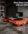 Four Piece Heavy Duty Machinery Skate Dolly With 360 Degree Rotation And PU Rollers For Moving Massive Industrial Equipment In Warehouse And Factory Settings under machine base