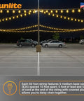 Industrial Cage String Lights 50 Ft With 5 E26 Sockets 75W Max Per Bulb ETL Rated for parking lot illumination