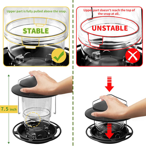 Retractable Outdoor Bird Feeder Set With Metal Hanger No Tools Needed Easy Snap Lock Install Durable Black Finish Weather Resistant Pack Of 2 installation guide