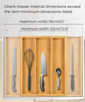 Expandable Bamboo Drawer Organizer For Kitchen Utensils And Flatware Adjustable Cutlery Tray And Knife Organizer Drawer Divider With Five Slots Fits Large Or Small Drawers Go To Kitchen Must Have Home Organizer top view with kitchen tools.