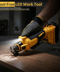 Cordless Drywall Rotary Tool For Sheetrock, Drywall Saw Cutter And Undercut Tool, Brushless Woodworking Cutter For Cutouts In Drywall, Wood, And Plastic, Speed Adjustable Up To 30,000 RPM, Compatible With 20V Max Batteries Not Included. Tool-free LED work tool cutting wood.