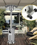 Universal patio heater wheel kit with silver stainless steel bracket and two black wheels for easy relocation