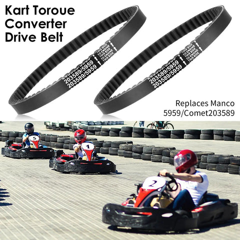5 Pack 30 Series Go Kart Torque Converter Drive Belt Replacement For Manco 5959 And Comet 203589 KT196 shown with racing karts