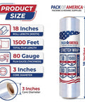 Heavy Duty Clear Stretch Wrap Bundle Four Rolls Straight Up Industrial Shrink Film 18 Inches By 1500 Feet 80 Gauge product size details