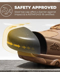 Men's Waterproof Steel Toe Work Boots With Slip Resistant Outsole For Industrial Jobs Paladin Steel Toe Durable Construction Water Resistant Suede Upper ASTM F2413 18 Safety Rating Coyote Color Size 9 steel toe detail