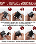Step-by-step instructions on replacing the inkpad for Kickass Custom Text Line Stamps With Self Inking Tech.
