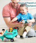 Parent and child playing with Cool Remote Control Airplane Toy For Toddlers With Lights And Sounds Two Play Modes Safe Design For Little Ones