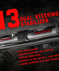 N3 Dual Steering Stabilizer for 1969 to 1987 Chevy and GMC C10 and K10 Trucks with text overlay on installation benefits.