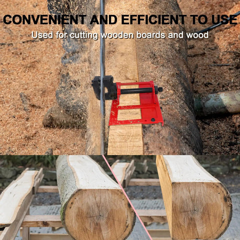 Easy Setup Heavy Duty Vertical Chainsaw Guide With Adjustable Lumber Cutting Rail and Precision Woodworking Jig for timber cutting on logs.