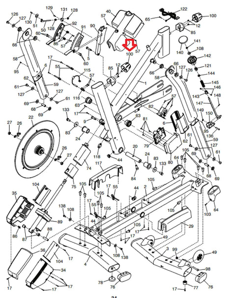 Illustrated parts diagram for Replacement Seat Post Adjustment Knob 438505 For Comm S22i Studio Bike with labeled components