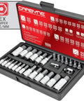 Tamper-Proof Hex Socket Set With 28 Allen Bits, SAE And Metric Sizes, including S2 Steel CrV Sockets in Pro-Grade Case