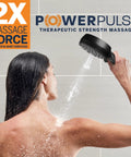 Woman using 2 In 1 Dual Shower System With Rain Head And 7-Mode Handheld Shower Head Matte Black With One Touch Switching.