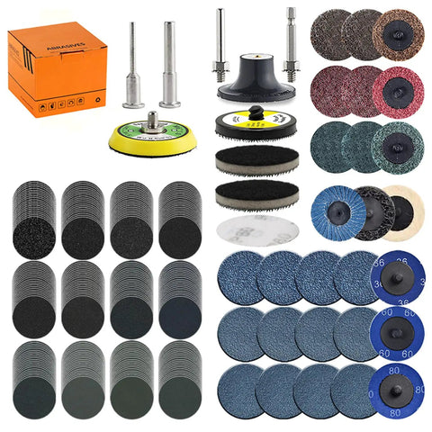274 Pack 2 Inch Sanding Discs Kit For Drill And Die Grinder With Roll Lock And Loop Pads Wet Dry Sanding Grit Range 36 To 5000