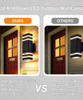 Fresh 4 Pack Outdoor Wall Lights With Up And Down Glow, Solid Black Metal Wall Sconces For Porch Patio Garage, Easy Install Exterior Fixtures That Add Serious Style To Your Everyday Home comparison image.