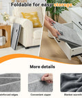 Under Desk Foot And Leg Warmer Space Heater Portable Quiet Personal Heater folded for storage in drawer and next to sofa.