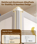 Close-up of reinforced aluminum posts on No Drill King Size Bed Rails For Kids Three Piece Guard with safety design details.