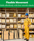 Heavy Duty Cardboard Box Organizer Rack For Shipping And Packing Station with four wheels in warehouse setting.