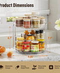 LazySpin two-pack, two-tier clear Lazy Susan organizer with chrome supports; rotating spice rack for kitchen counter