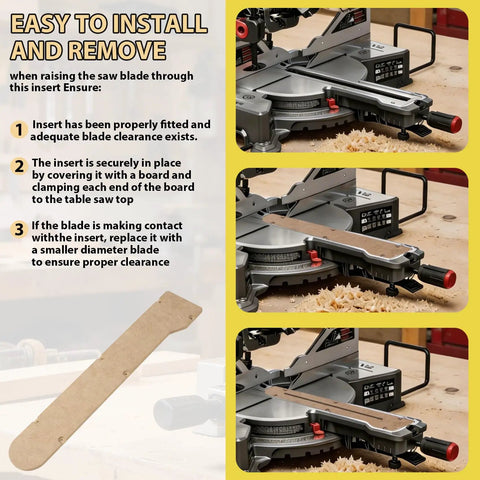 Zero Clearance Insert For 10 Inch Sliding Miter Saw MS6305-00 6305 Sliding Chop Saw Replacement MDF Throat Plate installation