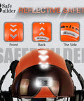 Orange Construction Safety Helmet With Clear And Tinted Visors And Earmuffs Hearing Protection, Six Point Suspension, Adjustable Head Size 53 To 63 Cm