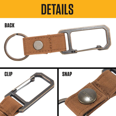 Durable Metal Key Keeper With Belt Loop Keyring Clip For Car And Home Keys Self Locking Gate Rugged Nylon Duck Material close-up