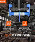 Manual Trolley For I Beam 2200 Lb Capacity, shown on adjustable beam width 2.5 to 7 inches in warehouse setting.