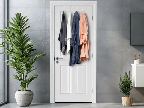 Slick Heavy Duty Over Door Hooks Four Pack White Steel Coat Hangers With Rubber Padding Fits Most Interior Doors Easily Hang Your Gear No Sweat And Save Space In Style All Year Long Right At Home