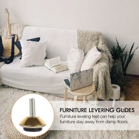 12 Pack Adjustable Furniture Leveling Feet Set With Heavy Duty Iron And PVC Swivel Legs Non Slip Levelers in cozy room
