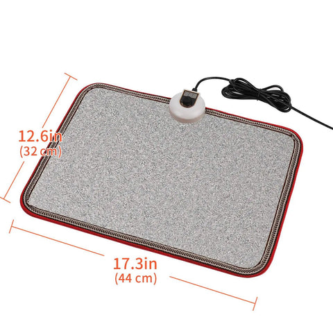 Under Desk Electric Heated Floor Mats Toe Warmer 110V For Office And Home, stone grain finish, dimensions 17.3x12.6 in.