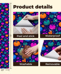 Pumpkin Botanical Instant Peel And Stick Wallpaper Removable Self Adhesive Wallcovering with product details and dimensions.