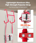 Grab And Go Emergency Fire Escape Ladder For Homes And Apartments, 5 To 6 Story 50 Foot Retractable Aluminum Alloy Ladder With Wide Anti Slip Rungs, Durable Polyester Strap, Lightweight And Ready To Deploy, Supports Up To 1000 Lbs. red aluminum ladder with 50ft polyester strap and 24.65 lbs weight
