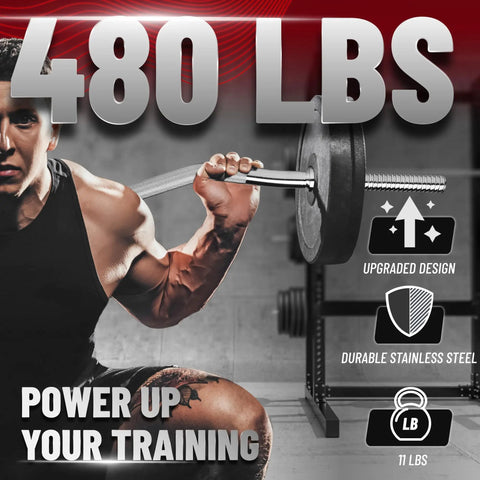Person lifting a Chrome EZ Curl Bar 47 Inch Curl Barbell for Biceps and Triceps, 480 Lbs Capacity in a gym setting.