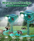 No-Hassle 4 Pack Ultrasonic Animal Repellent With PIR Motion Sensor And LED Lights For Outdoor Yard And Garden Waterproof Deterrent, rainproof outdoor use