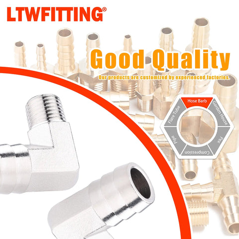 Nickel Brass 90 Degree Barb Elbow Hose Fitting Five Eighth Inch Inner Diameter One Quarter Inch Male NPT Thread
