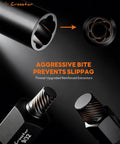Close-up view of the 25 Piece Bolt Extractor Kit With Beast Bite No Slip, showing thread-upgraded reinforced extractors.