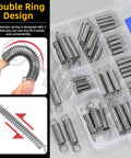 60 Piece Extension Spring Kit With 12 Sizes Stainless Steel Assortment For Repairs And Maintenance image showing springs in box.