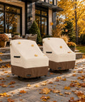 Outdoor Swivel Lounge Chair Cover 2 Pack Heavy Duty 600D Waterproof Patio Furniture Covers For Beefed Up Weatherproof Protection Fits Swivel Chairs Rockers Adirondack 30 X 34 X 38.5 Inches Beige And Brown.