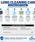 Long cleaning card for Zebra ZXP 7 printer, individually sealed, pre-saturated for effective printer maintenance.