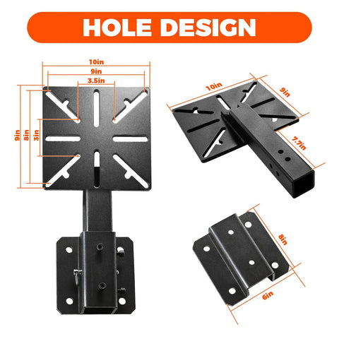 Straight Up Heavy Duty Carbon Steel Bench Vise And Grinder Table Mount Featuring Rock Solid Grip Portable Black Finish dimensions and hole design.