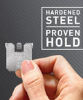 Heavy Duty Drywall Picture Hangers Six Pack Holds Up To 15 Lbs Each With No Studs Required For Hassle Free Room Refresh and Office Display Featuring Sturdy Steel Build For Bold Wall Art, steel hook in hand.