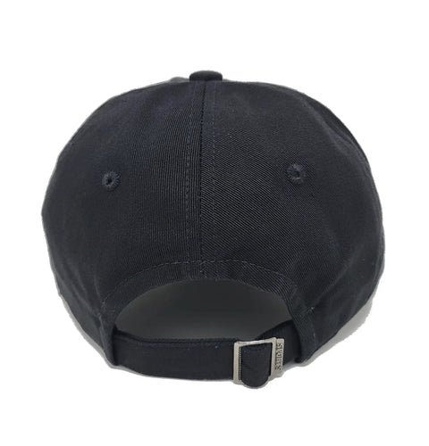 Yacht Cruise Embroidered Cotton Baseball Cap Hat Black Dope Gift For Sailors And Cruisers Adjustable Strap Six Panel Low Profile Dad Hat For Boat Trips displayed from the back to show adjustable strap.