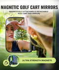 Magnetic Golf Cart Mirrors 2.0 No Drilling Ultra Strength Magnets Two Folding Side Mirrors reflection on golf cart