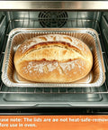 Baking bread in oven using 60 Pack Aluminum Foil Pans With Lids, 8.5 By 6 Inch, 2.25 Lb Capacity, Includes 60 Cardboard Covers