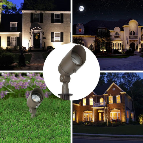 Six Pack Bronze Outdoor Landscape Lights 4W 12V Low Voltage LED Spotlights Warm White Waterproof With Replaceable Bulbs