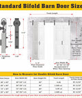 Standard Bifold Barn Door Sizes diagram, 84 inch height, showing track length and dimensions for Smooth Glide Bi Fold Barn Door 84 Inch Tall Pre Built Six Panel Closet Slab With Heavy Duty Tracks And Zero Hassle Rail Kit For Tight Corners Bright White Finish Absolute Game Changer.