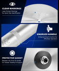 Features of 2 In 1 Bearing Press And Hub Seal Installer Kit for Trucks highlighting clear markings, knurled handle, and protective gasket.
