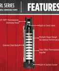 4-Inch Submersible Deep Well Pump 3/4 HP 12 GPM 2-Wire 230V Steel Heavy-Duty Housing With Built-In Check Valve and Suction Screen features